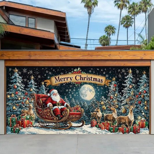 Shineful Garage Door Banner Decoration Santa Winter Wonderland