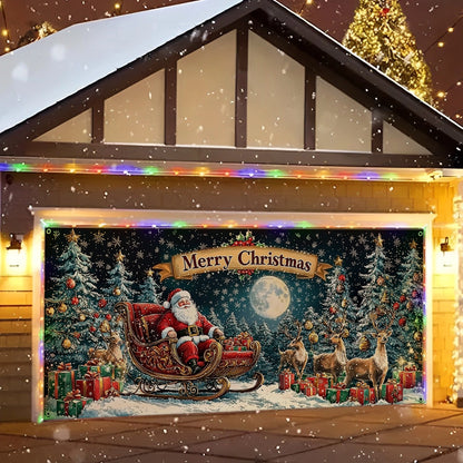 Shineful Garage Door Banner Decoration Santa Winter Wonderland