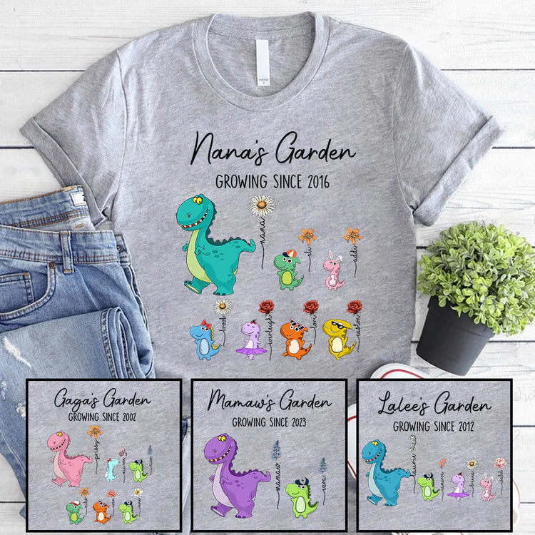 Shineful Nana's Garden Nana Saurus And Kids Custom - T-shirt unisexe personnalisé