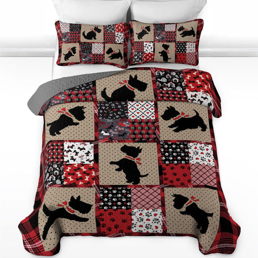 Shineful All Season Quilt 3-Piece Set Scottie Patchwork Dream