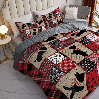 Shineful All Season Quilt 3-Piece Set Scottie Patchwork Dream