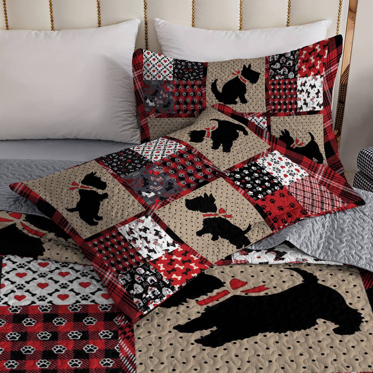 Shineful All Season Quilt 3-Piece Set Scottie Patchwork Dream