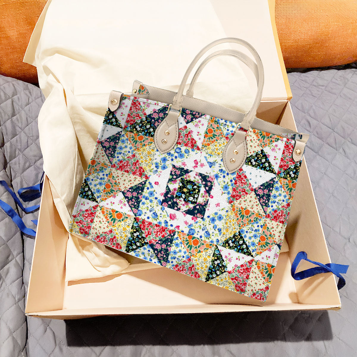 Shineful Leather Bag Floral Patchwork Elegance