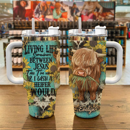 Highland Cow Tumbler Shineful Moo-tivational Drive Personnalisé