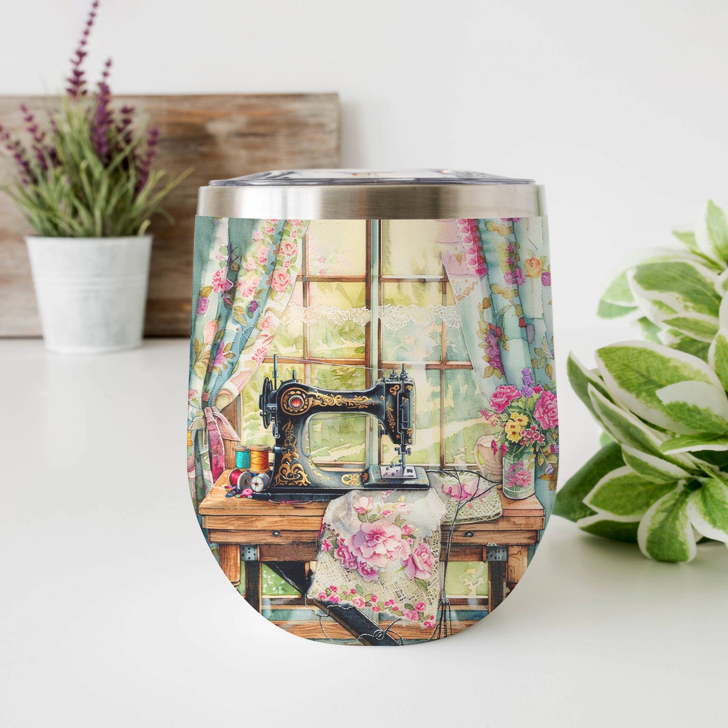 Shineful Wine Tumbler Charming Sewing Room