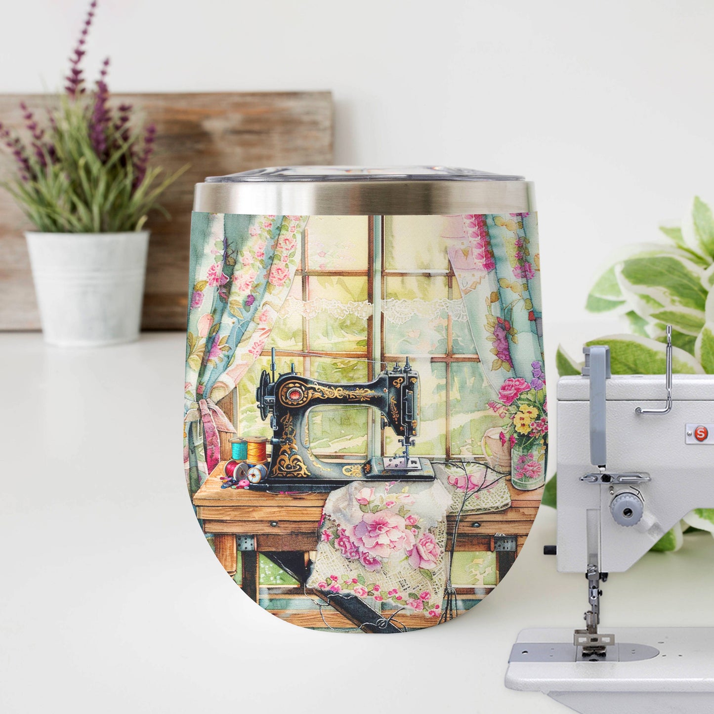 Shineful Wine Tumbler Charming Sewing Room