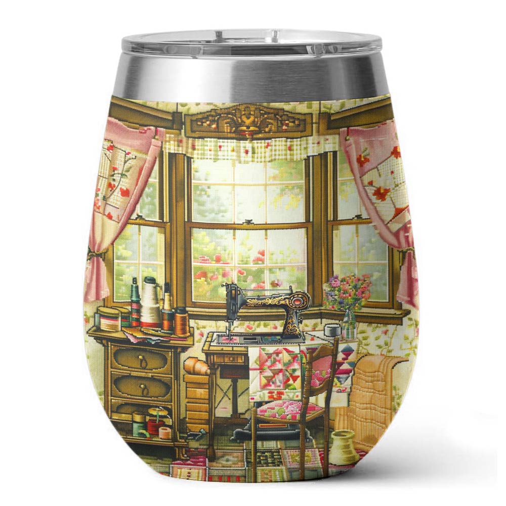 Shineful Wine Tumbler Vintage Sewing Room