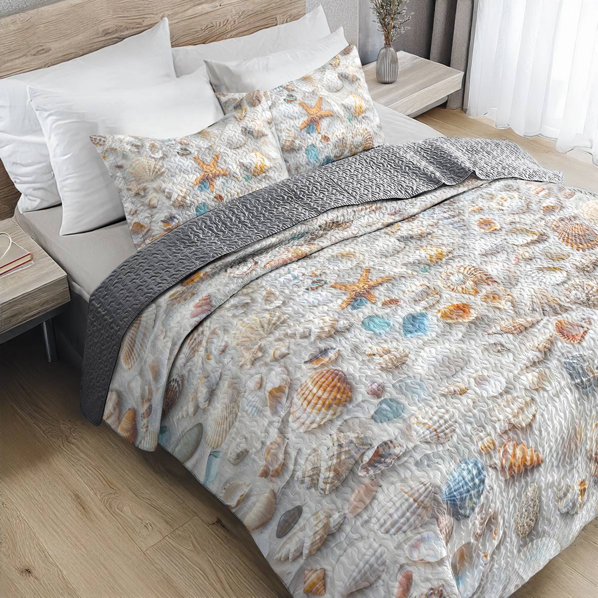 Shineful All Season Quilt 3-teiliges Set Schönes Strandleben