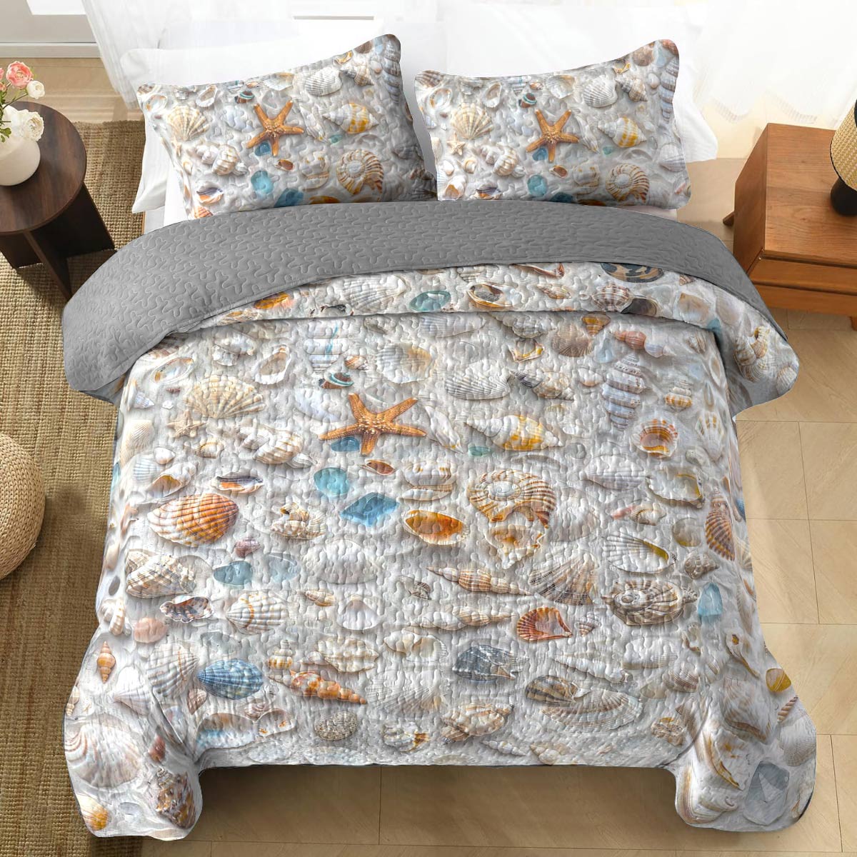 Shineful All Season Quilt 3-teiliges Set Schönes Strandleben