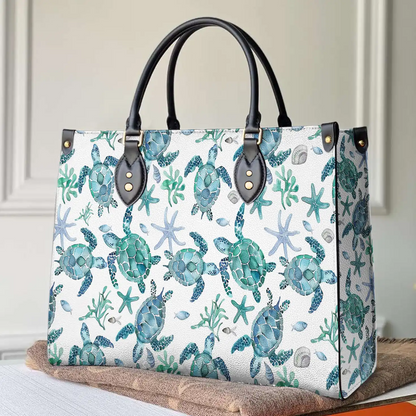 Shineful Leather Bag Blue Sea Turtle