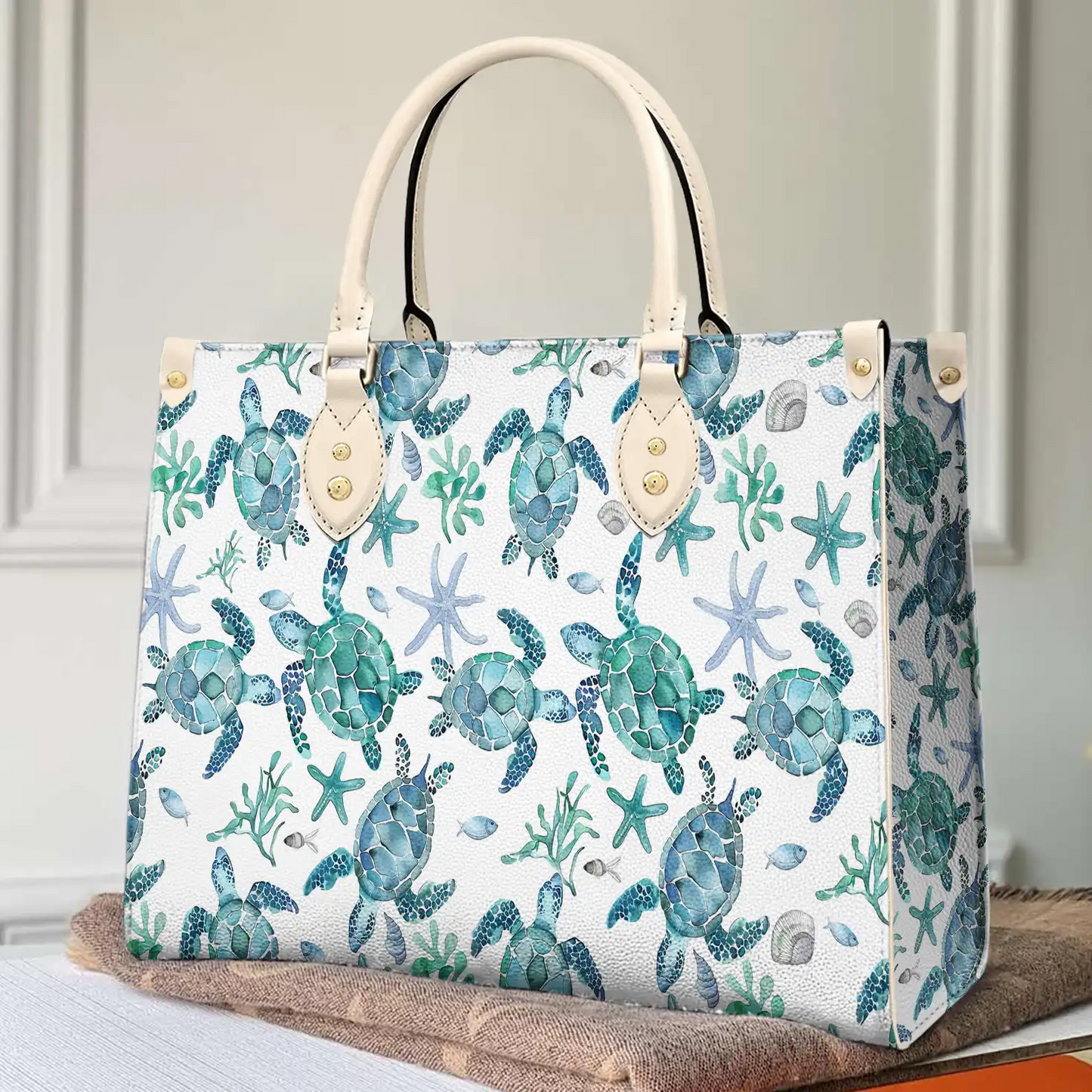 Shineful Leather Bag Blue Sea Turtle