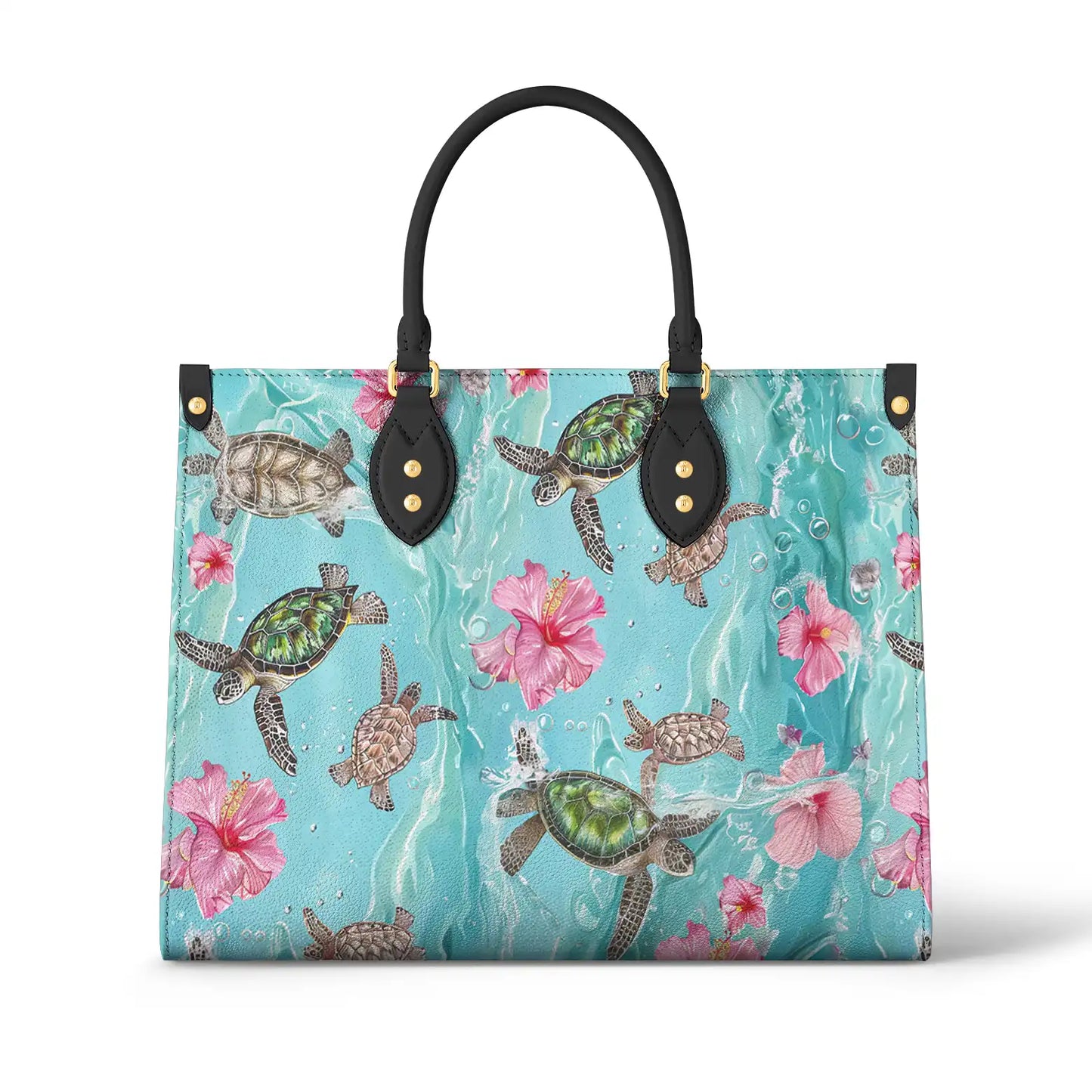 Shineful Leather Bag Hibiscus Sea Turtle