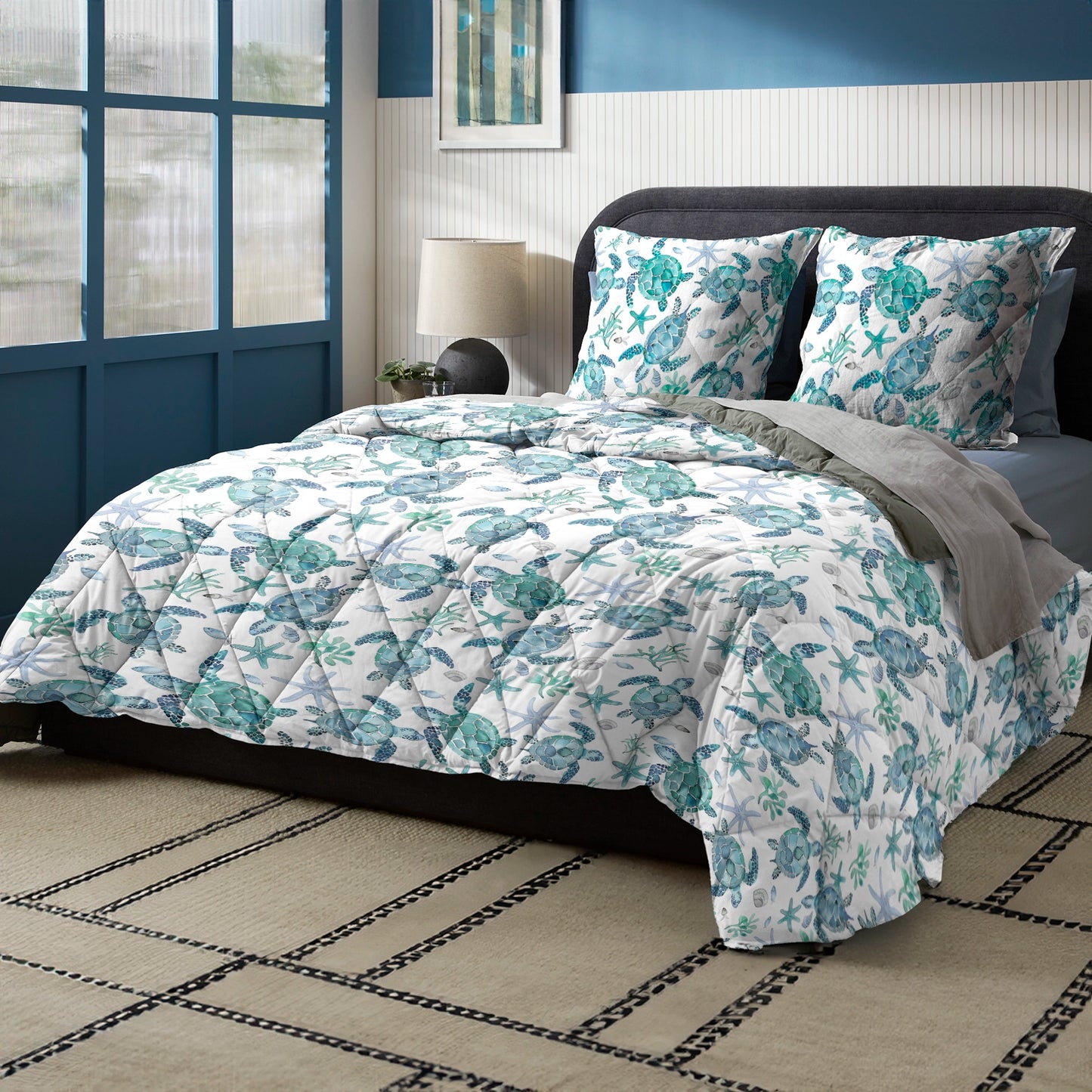 Shineful Quilt 3-Piece Set Blue Sea Turtle