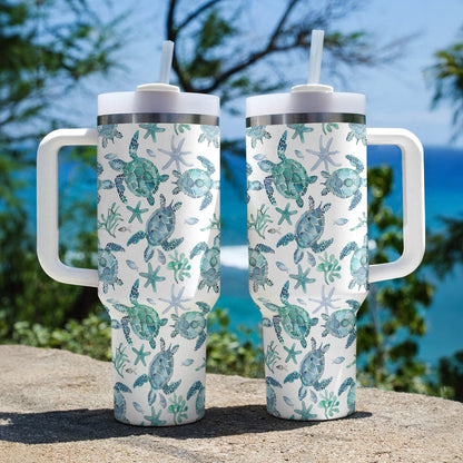 Shineful Tumbler Sea Turtle Blue Flow