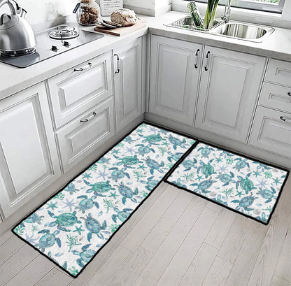 Shineful Ultra-Thin Non Skid Floor Mat, Kitchen Rugs Blue Sea Turtle