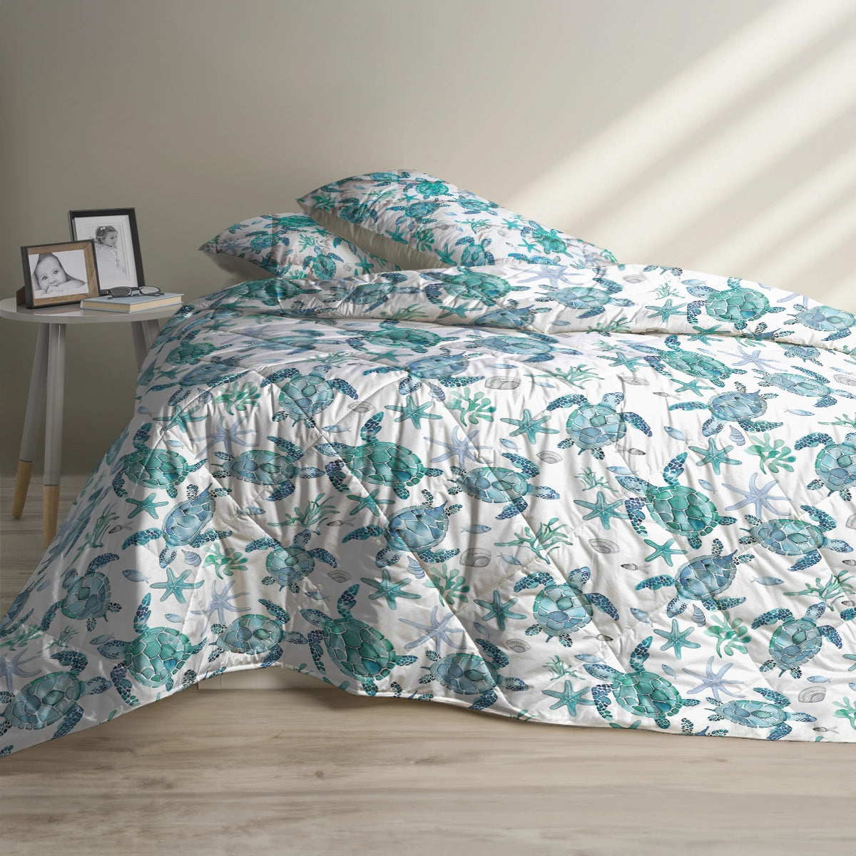 Shineful Quilt 3-Piece Set Blue Sea Turtle