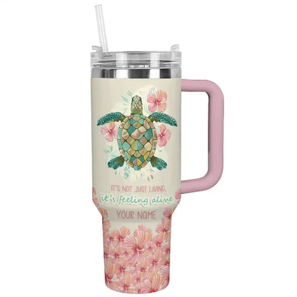 Shineful Tumbler Personalized Sea Turtle Feeling Alive