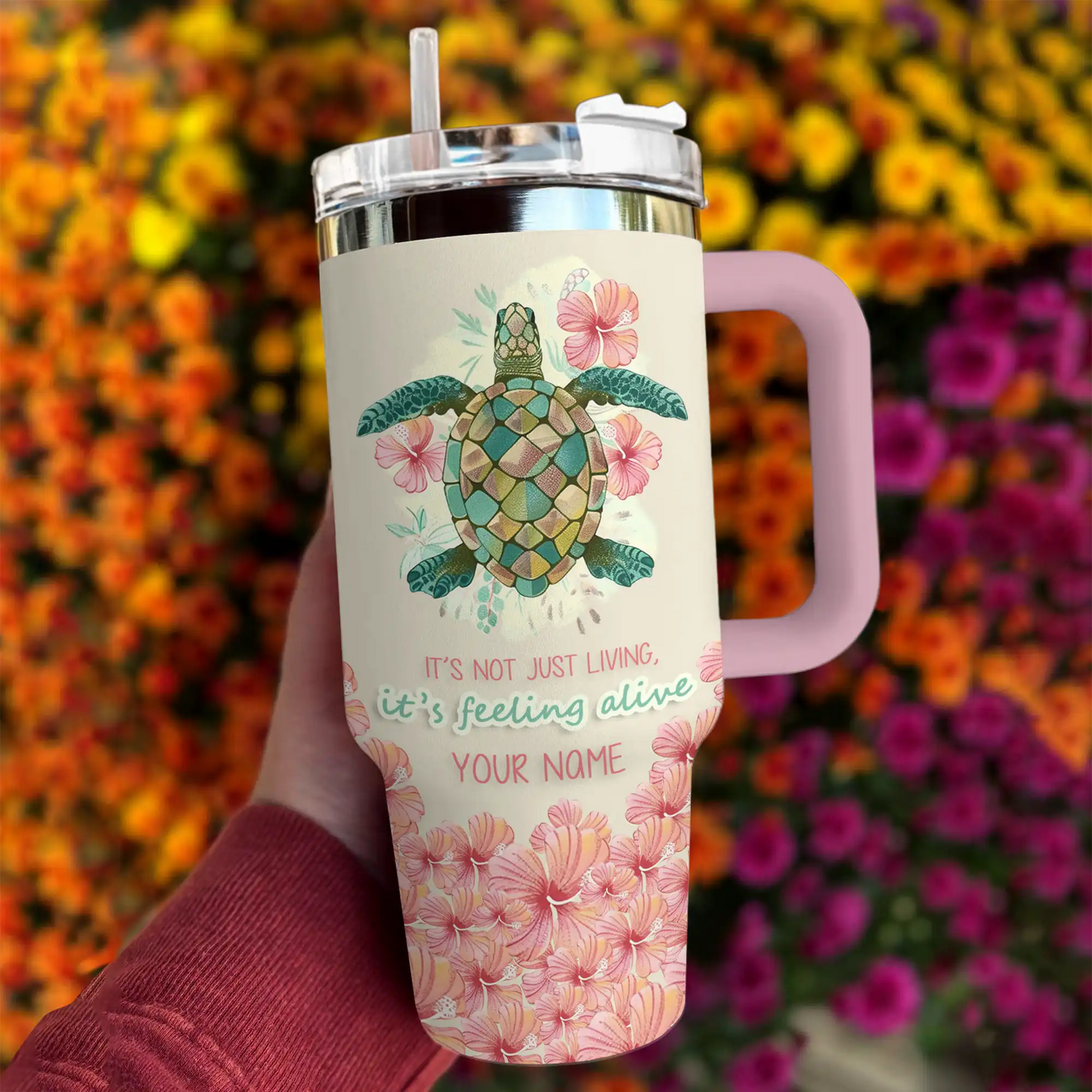 Shineful Tumbler Personalized Sea Turtle Feeling Alive