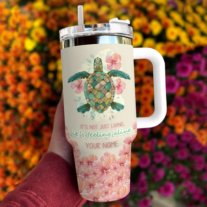 Shineful Tumbler Personalized Sea Turtle Feeling Alive