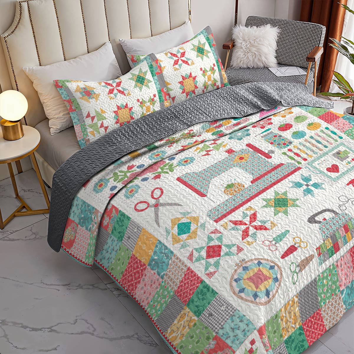 Shineful All Season Quilt 3-Piece Set Happy Stitches