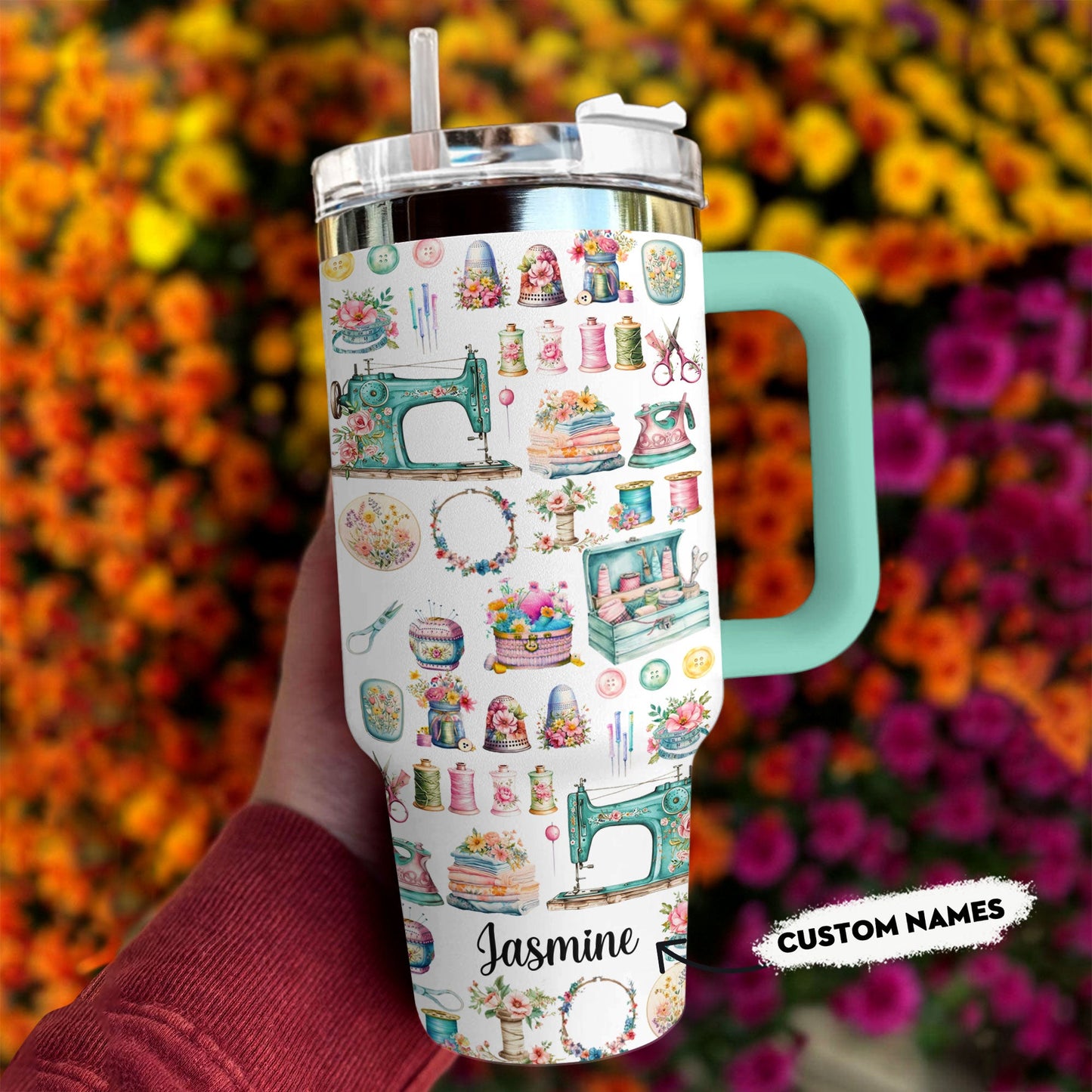 Shiny Tumbler – Nähset mit Blumenmotiv