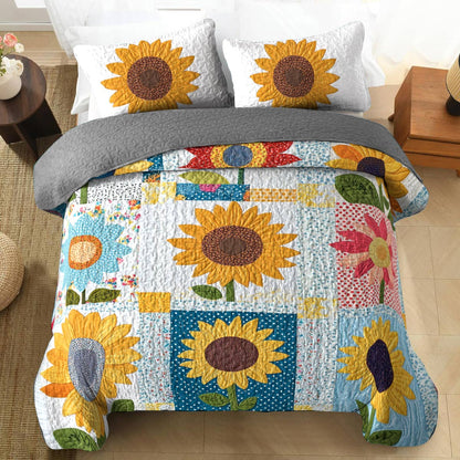 Shineful All Season Quilt 3-Piece Set Love Sunshine Sunflowers