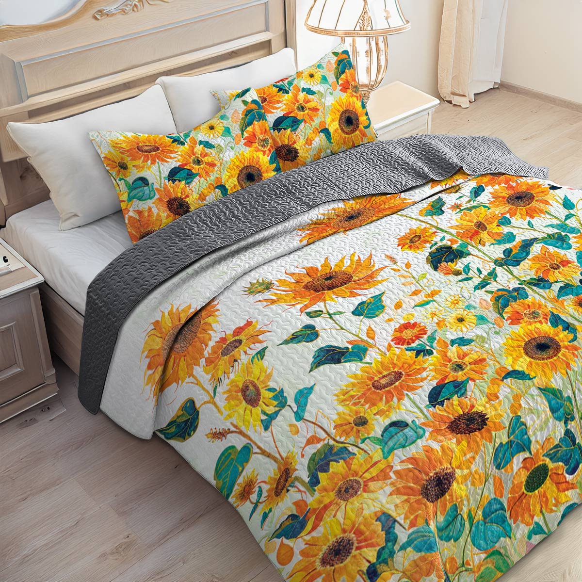 Shineful All Season Quilt 3-teiliges Set Splendid Sunflower Garden