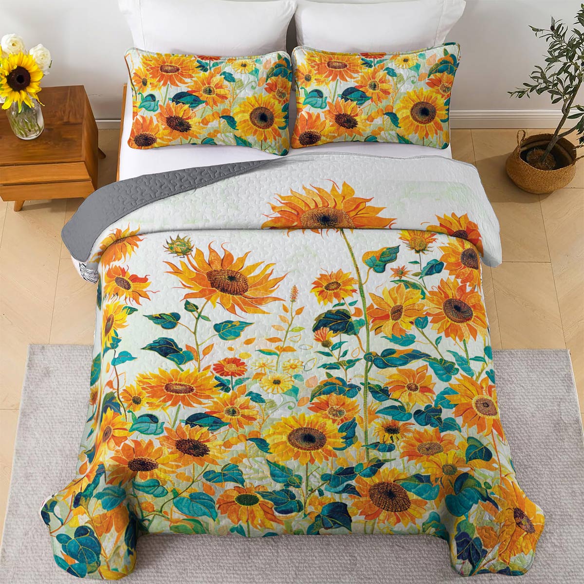 Shineful All Season Quilt 3-teiliges Set Splendid Sunflower Garden