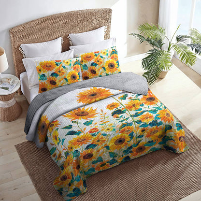 Shineful All Season Quilt 3-Piece Set Splendid Sunflower Garden