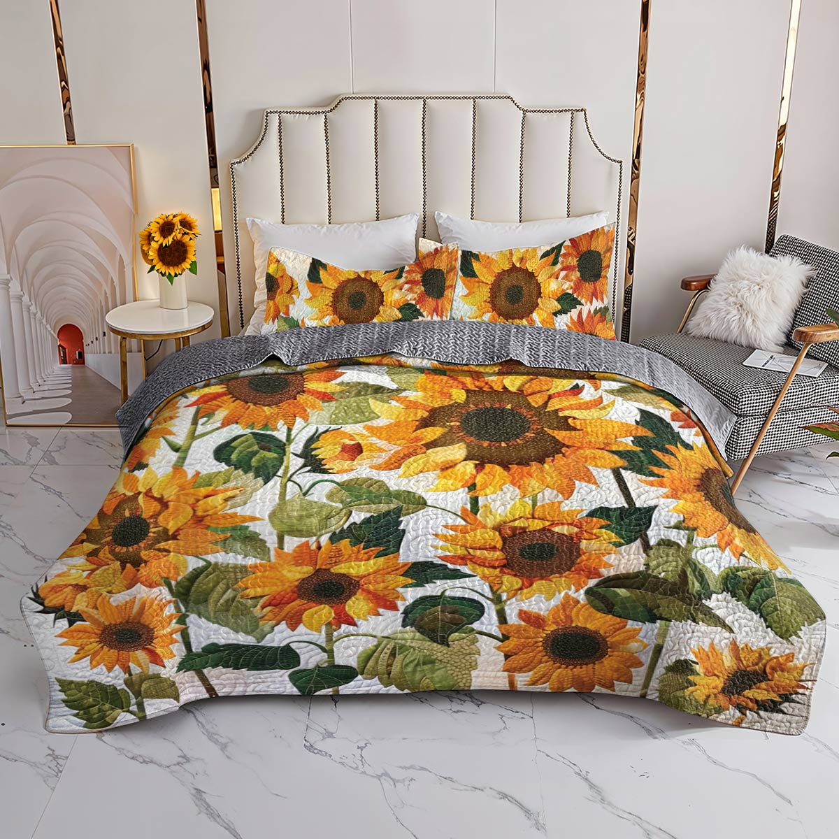 Shineful All Season Quilt 3-Piece Set Sunshine Sunflower Garden