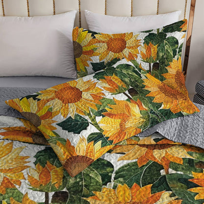 Shineful All Season Quilt 3-Piece Set Exquisite Sunflowers