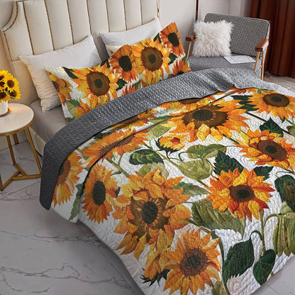 Shineful All Season Quilt 3-Piece Set Sunshine Sunflower Garden