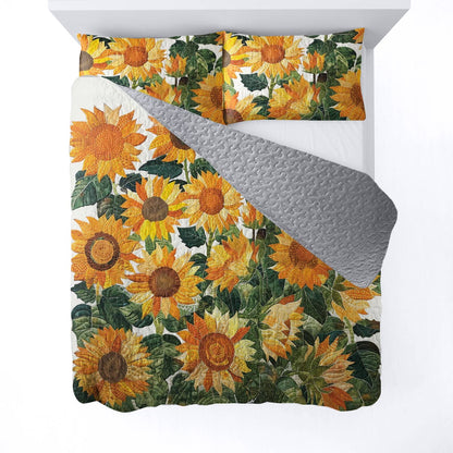 Shineful All Season Quilt 3-Piece Set Exquisite Sunflowers