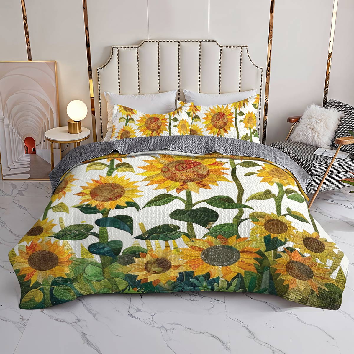 Shineful All Season Quilt 3-Piece Set Sunflower Garden Lovely