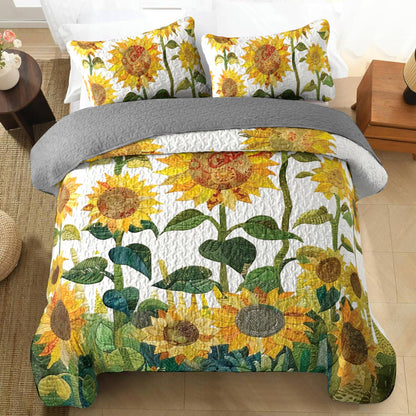 Ensemble de courtepointe toutes saisons Shineful 3 pièces Sunflower Garden Lovely 