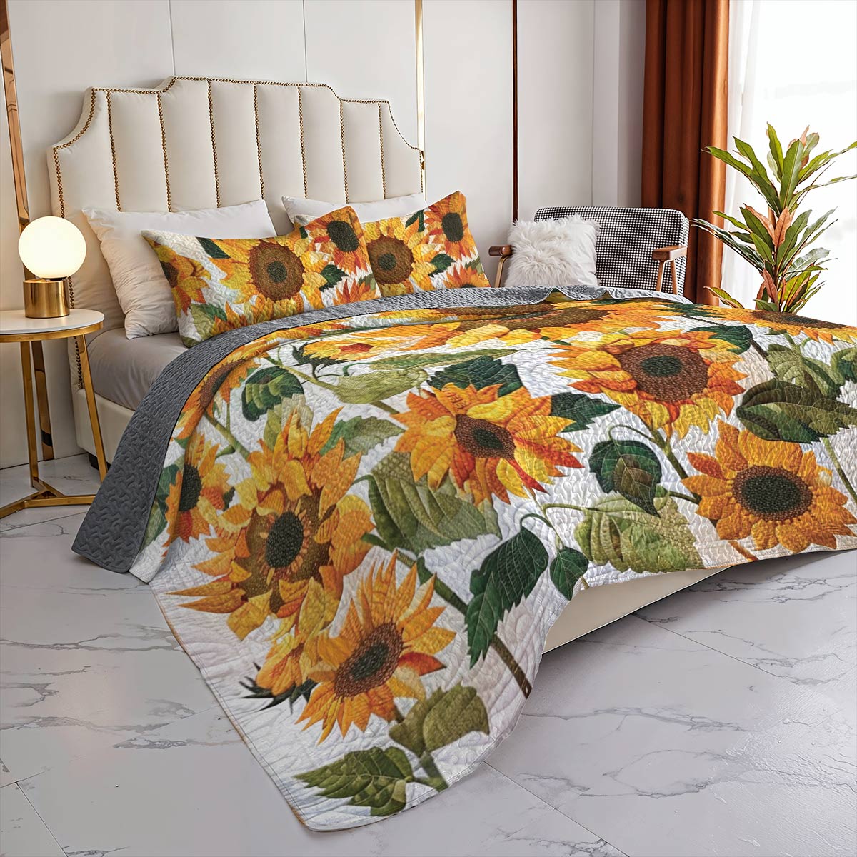 Shineful All Season Quilt 3-Piece Set Sunshine Sunflower Garden