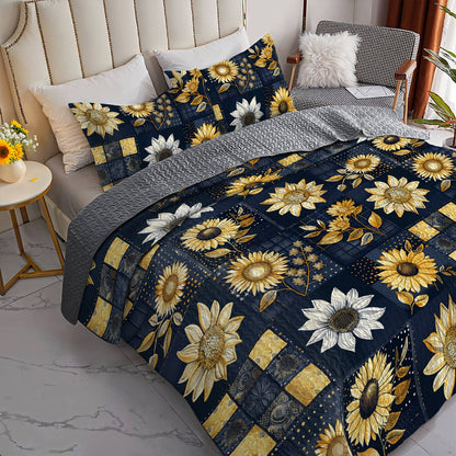 Shineful All Season Quilt 3-Piece Set Inelegance Sunflowers