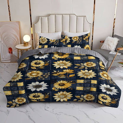 Shineful All Season Quilt 3-Piece Set Inelegance Sunflowers