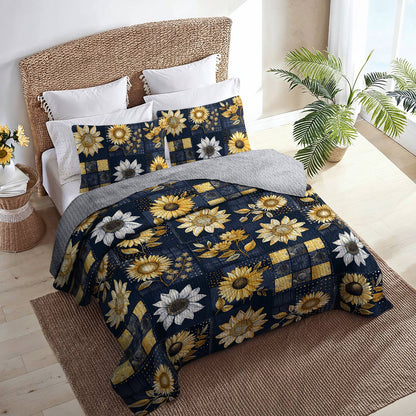 Shineful All Season Quilt 3-Piece Set Inelegance Sunflowers