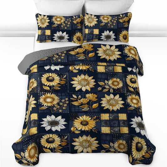 Shineful All Season Quilt 3-Piece Set Inelegance Sunflowers