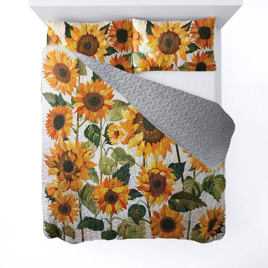 Ensemble de courtepointe toutes saisons Shineful 3 pièces Sunshine Sunflower Garden