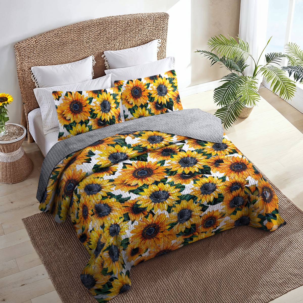 Shineful All Season Quilt 3-Piece Set Splendid Sunflowers