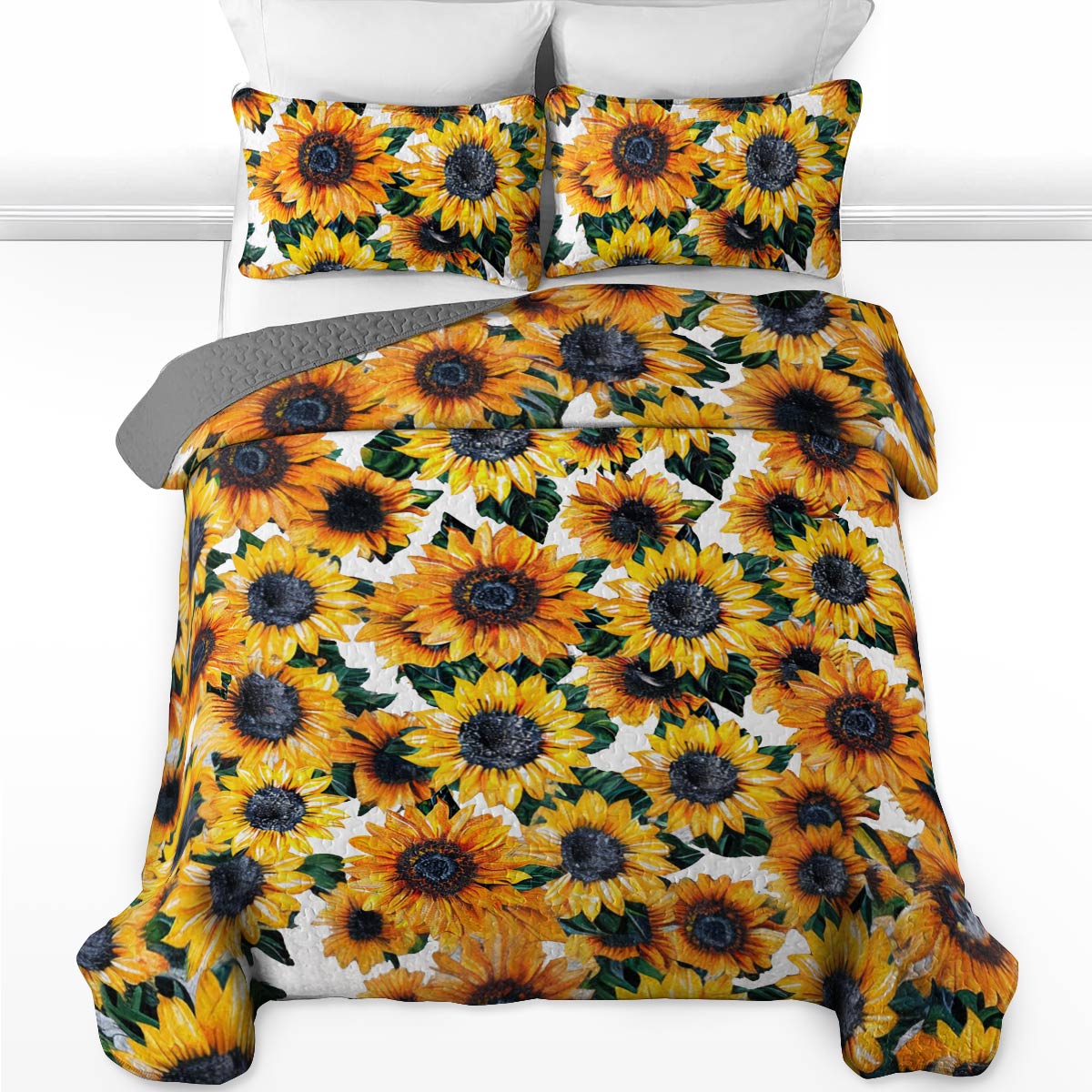 Shineful All Season Quilt 3-Piece Set Splendid Sunflowers