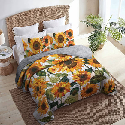 Shineful All Season Quilt 3-Piece Set Sunshine Sunflower Garden