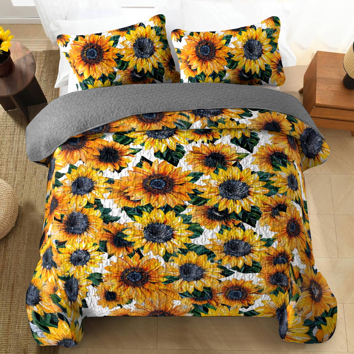 Shineful All Season Quilt 3-Piece Set Splendid Sunflowers