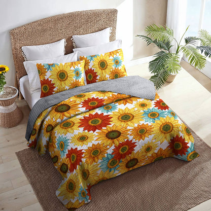 Shineful All Season Quilt 3-Piece Set Alluring Sunflowers