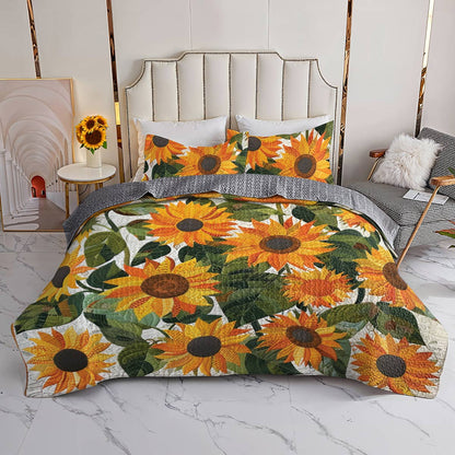 Shineful All Season Quilt 3-Piece Set Pretty Sunflowers