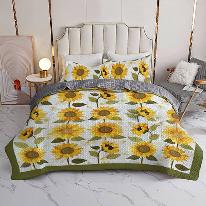 Shineful All Season Quilt 3-Piece Set Cute Sunflowers