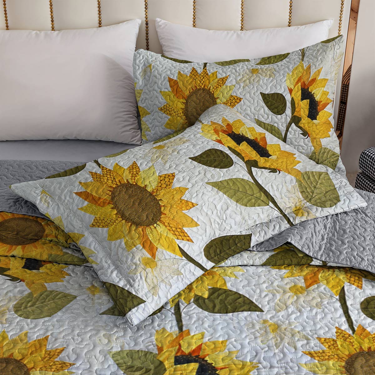 Shineful All Season Quilt 3-Piece Set Cute Sunflowers