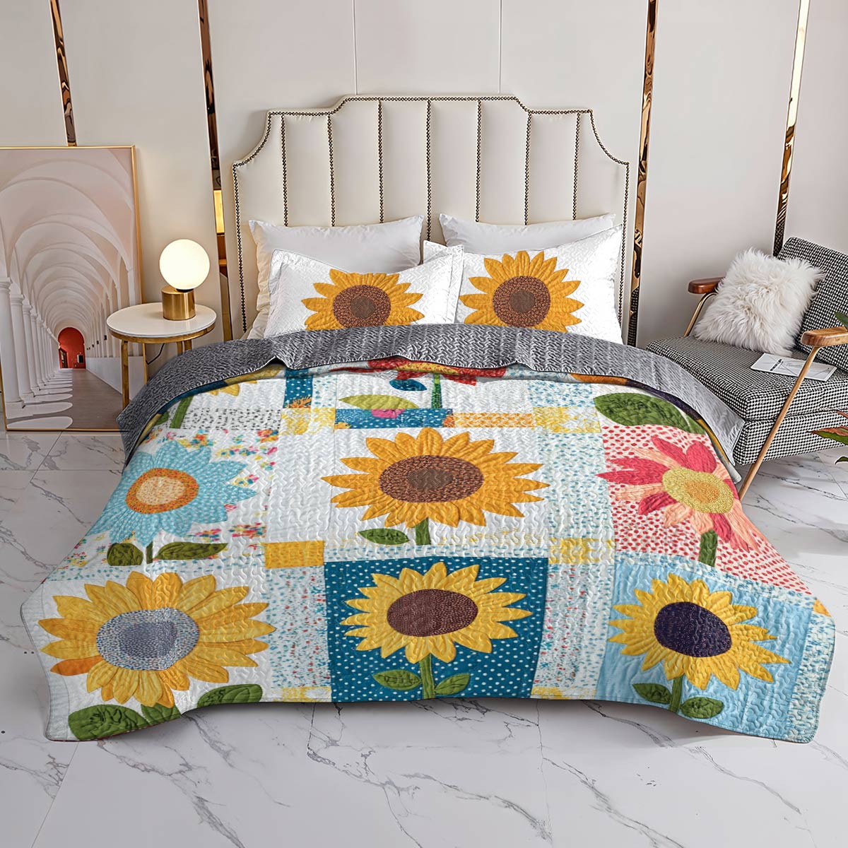 Shineful All Season Quilt 3-Piece Set Love Sunshine Sunflowers